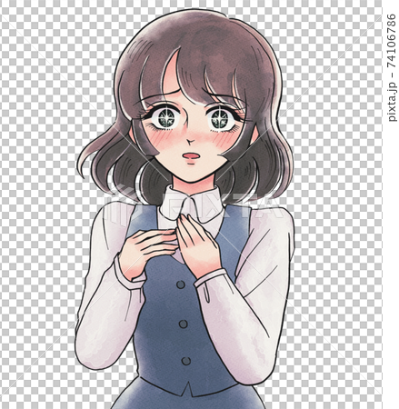 レトロ少女漫画風・赤面して驚くお姉さん 74106786