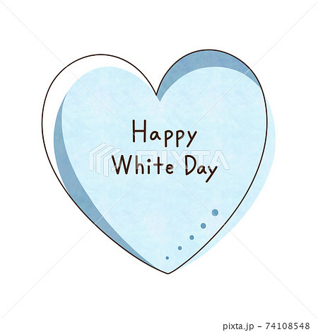 水色のハートと文字 Happy White Day のイラスト素材