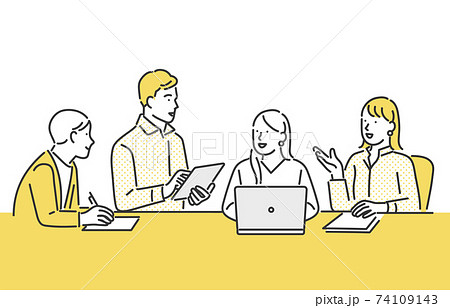 チームで仕事をするビジネスパーソンのイメージイラスト素材のイラスト素材