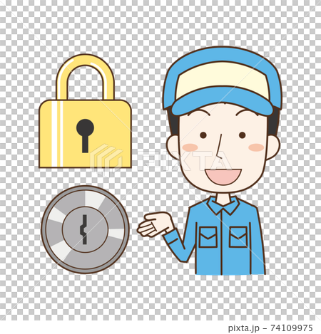カギの種類を説明する鍵屋の男性 74109975