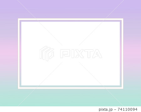 薄紫からピンク 水色の3色グラデーションの背景に四角フレームのイラスト素材