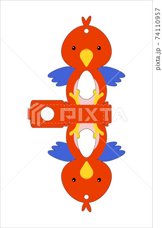 Cute easter egg holder parrot template. Retail paper box for the easter egg. Printable color scheme. Laser cutting vector template. Isolated packaging design illustration. 74110957