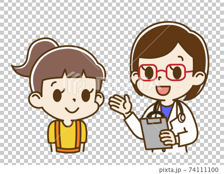 Girl (smile) interviewed by a female doctor Girl (smile) interviewed by a female doctor 74111100