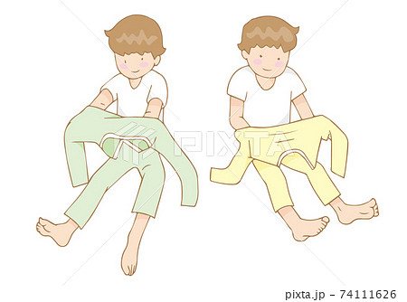 着替えをする子供のイラスト素材
