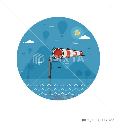 Wind Sock Seaside Icon in Line Art Wind Sock Seaside Icon in Line Art 74112377