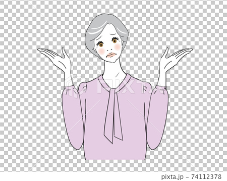 Hand sign BAD senior woman 74112378