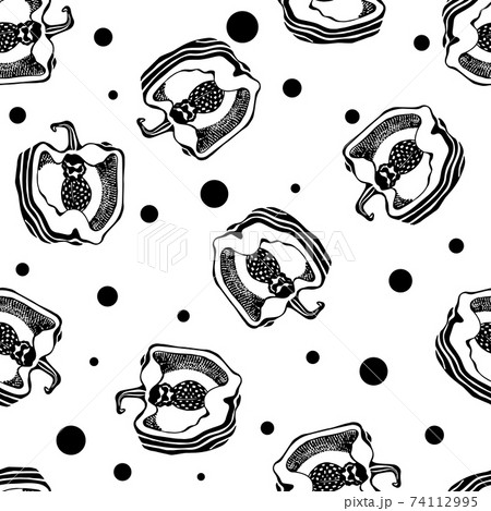 Black and white pattern with pepper. Seamless texture. Graphics. Vector 74112995