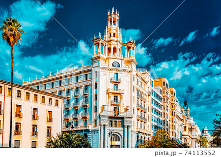 Cityscape of Valencia - third size population city in Spain. Cityscape of Valencia - third size population city in Spain. 74113552