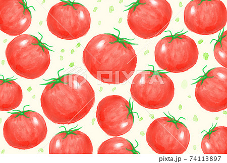 手書きの水彩トマトの背景のイラスト素材