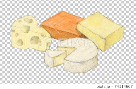 Natural cheese hand-painted watercolor pencil drawing 74114667