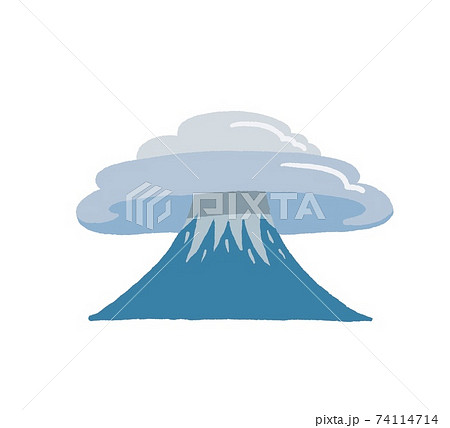 富士山にかかった笠雲のイラストのイラスト素材