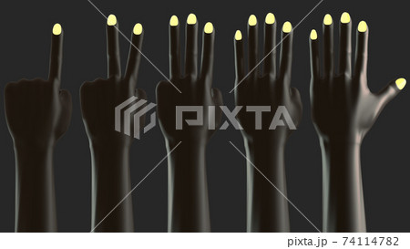 Black Hand sign finger show number, isolated on background. 3D-rendering 74114782