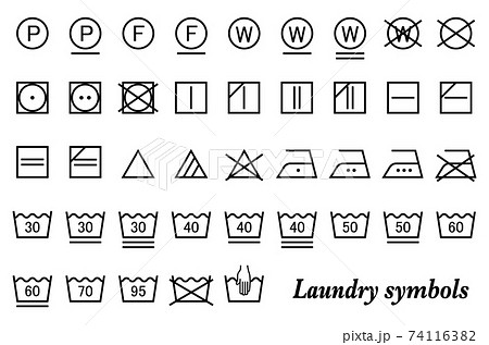 国際規格の新しい洗濯表示記号セット ランドリーシンボル のイラスト素材