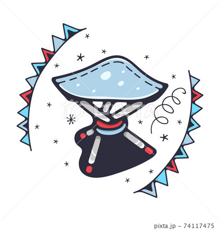 Cute illustration with folding camping chair. Isolated on a white background. Vector doodle illustrations. Cute illustration with folding camping chair. Isolated on a white background. Vector doodle illustrations. 74117475