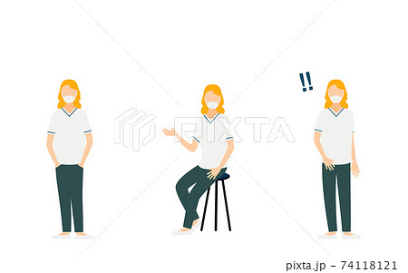 看護師のポーズイラスト、3セット 看護師のポーズイラスト、3セット 74118121