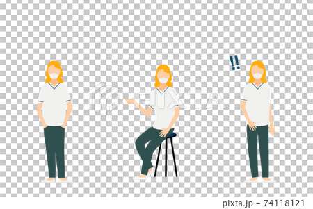 看護師のポーズイラスト、3セット 看護師のポーズイラスト、3セット 74118121