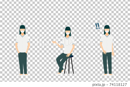 看護師のポーズイラスト、3セット 74118127