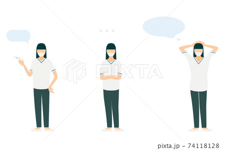 看護師のポーズイラスト、3セット 74118128