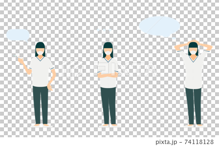 看護師のポーズイラスト、3セット 74118128