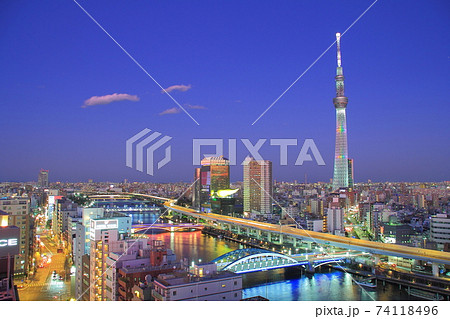 東京都 スカイツリーと都市夜景 東京都 スカイツリーと都市夜景 74118496