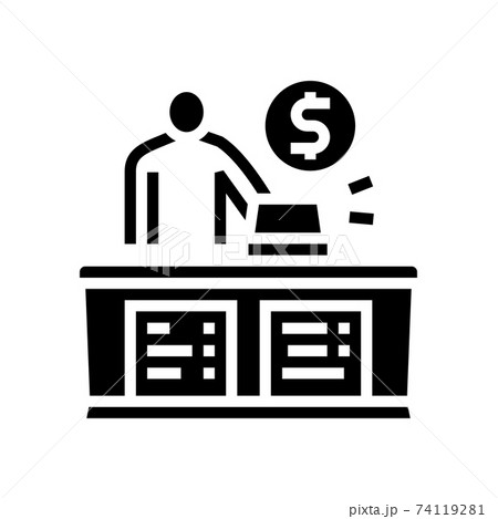 cashier seller at counter glyph icon vector illustration 74119281