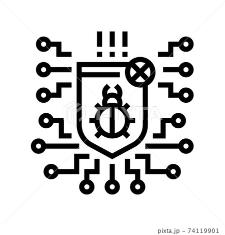 computer protection program anti-virus line icon vector illustration computer protection program anti-virus line icon vector illustration 74119901