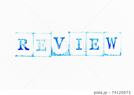 Blue color review word ink rubber stamp on white paper background Blue color review word ink rubber stamp on white paper background 74120073