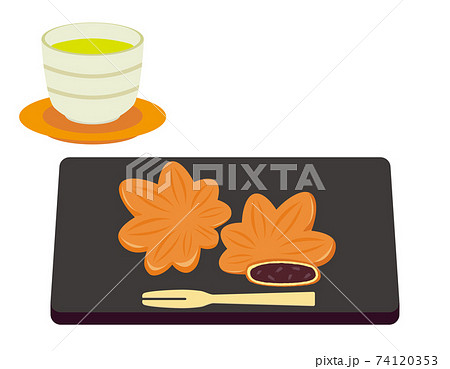 もみじまんじゅうのベクターイラスト　和菓子　 74120353
