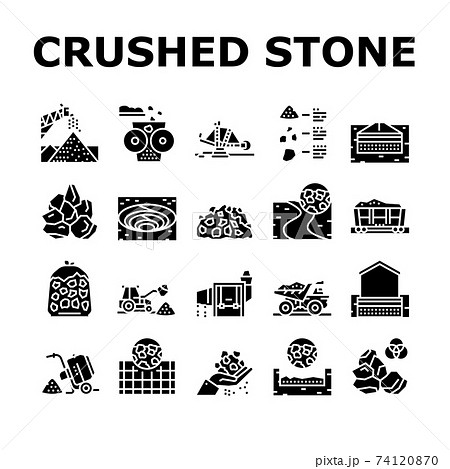 Crushed Stone Mining Collection Icons Set Vector 74120870