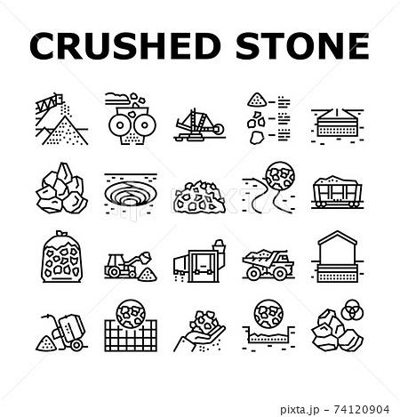 Crushed Stone Mining Collection Icons Set Vector 74120904