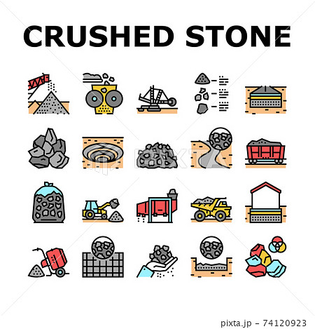 Crushed Stone Mining Collection Icons Set Vector 74120923