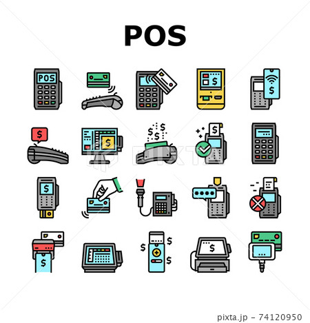 Pos Terminal Device Collection Icons Set Vector Pos Terminal Device Collection Icons Set Vector 74120950