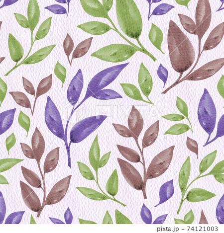 Vintage green and purple leaves seamless pattern Vintage green and purple leaves seamless pattern 74121003