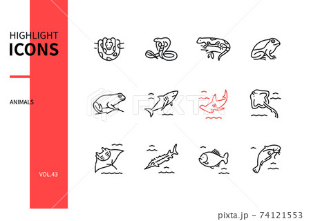 Animals collection - line design style icons set 74121553
