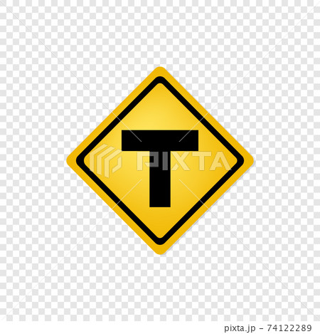 T intersection ahead road sign 74122289