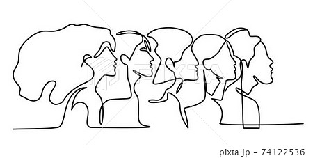 Continuous line of five woman. Continuous line of five woman. 74122536
