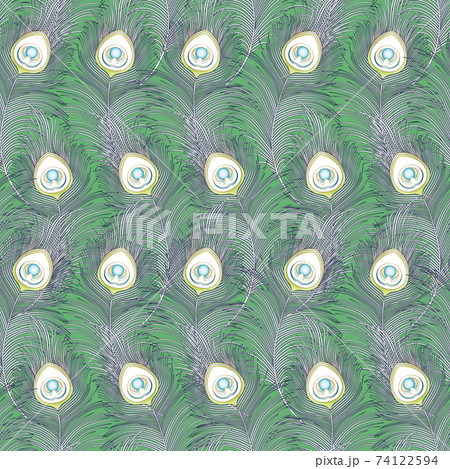 Peacock feathers Seamless pattern, background. Peacock feathers Seamless pattern, background. 74122594