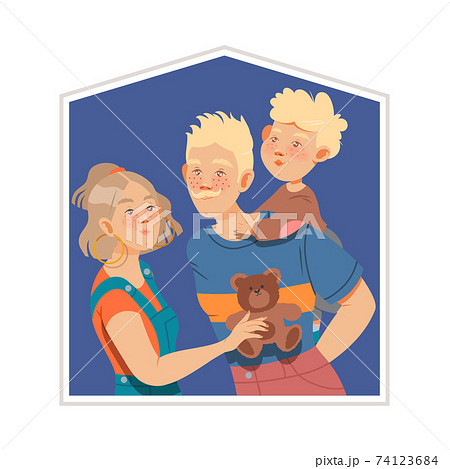 Happy Family with Mother, Father and Little Son Vector Illustration Happy Family with Mother, Father and Little Son Vector Illustration 74123684
