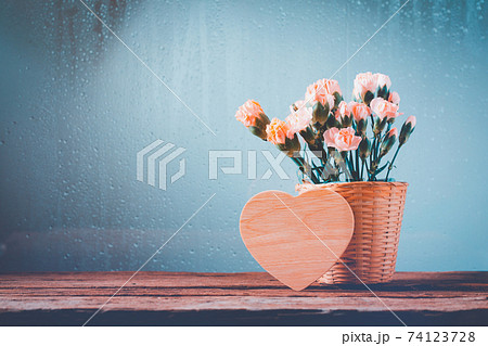 Still life with sweet carnation flowers 74123728