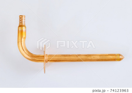 PEX Crimp Copper Stub Out Elbow with ear plumbing fitting isolated a white background 74123963