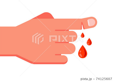 red blood flows from the cut index finger. red blood flows from the cut index finger. 74125607