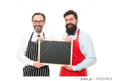 blackboard. cafe and restaurant opening. bearded men blackboard. cafe and restaurant opening. bearded men 74127423