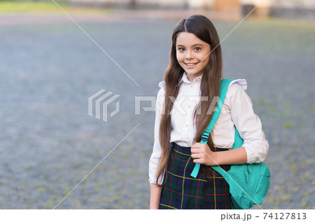 Great place to be. Happy girl go to school on September 1. Great place to be. Happy girl go to school on September 1. 74127813