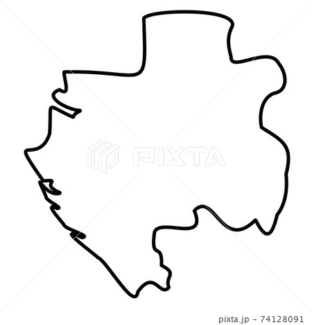 Gabon - solid black outline border map of country area. Simple flat vector illustration