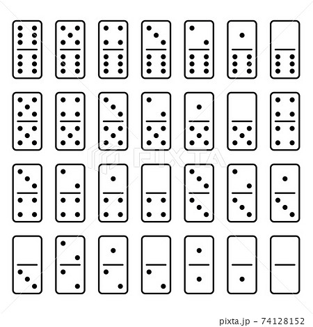 Dominos bones with shadows, set 28 pieces for game, isolated on