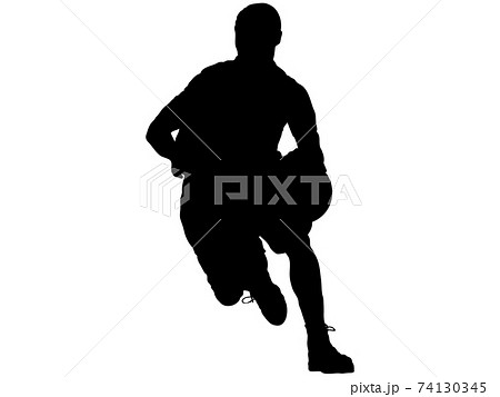 ドリブルをするバスケットボール選手のシルエット 2のイラスト素材