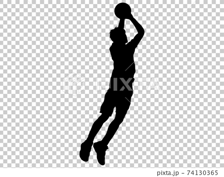 シュートを打つバスケットボール選手のシルエット 3のイラスト素材