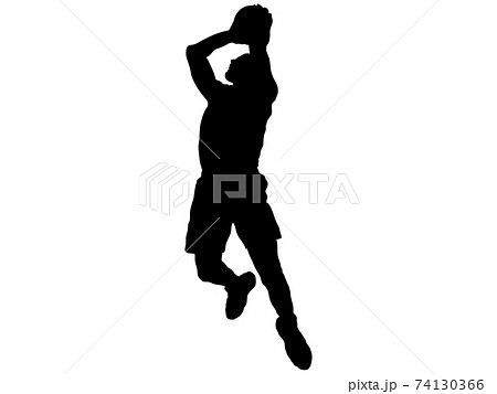 シュートを打つバスケットボール選手のシルエット 2のイラスト素材