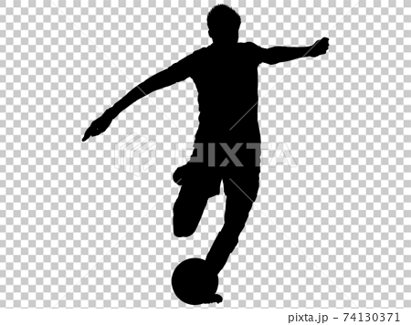 シュートするサッカー選手のシルエット 4のイラスト素材