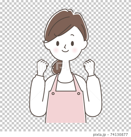 Woman in an apron, guts pose with both hands 74130877